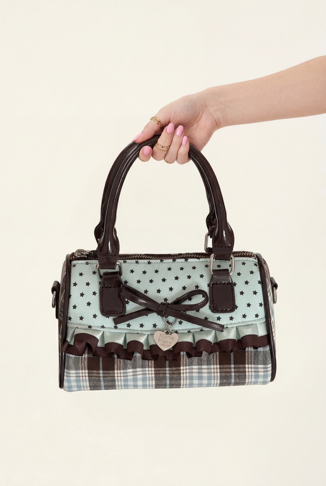 Mint Lace Bow Retro Bag