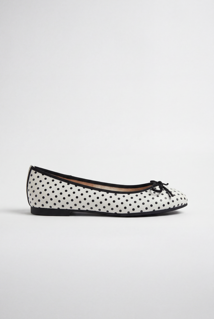 Noir Bow Polka Flats