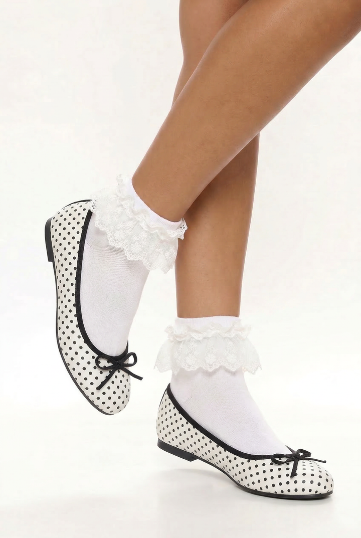 Noir Bow Polka Flats