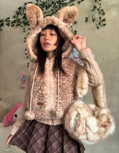 Deer Faux Fur Sweater