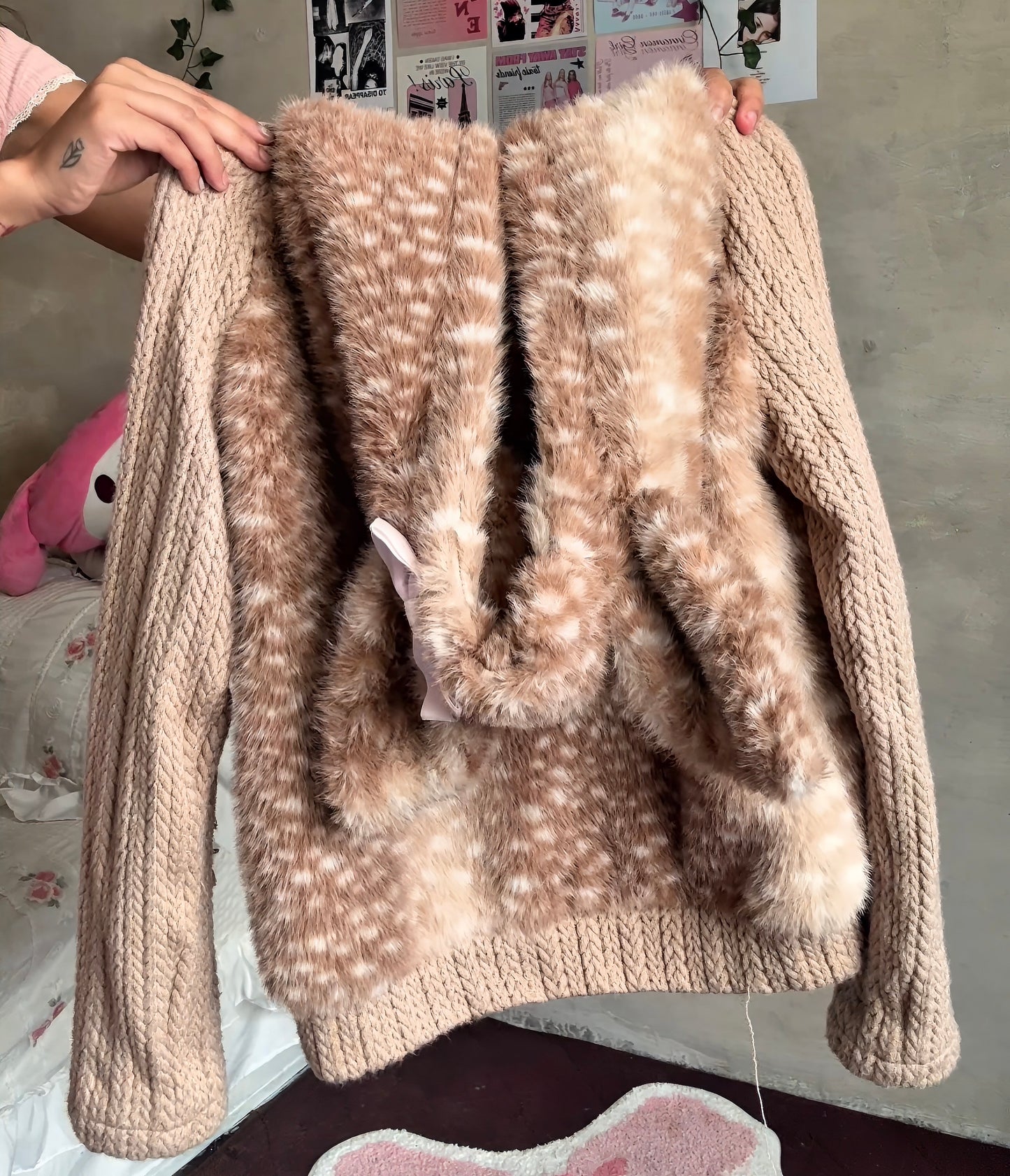 Deer Faux Fur Sweater
