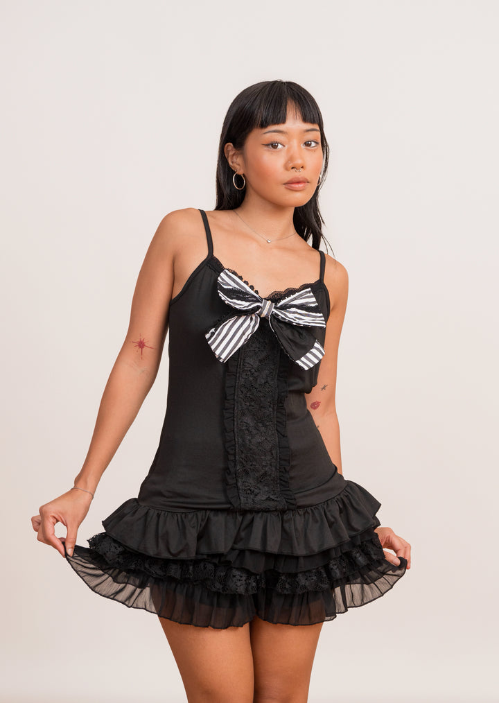 Monochrome Bow Three-Piece Outfit Set