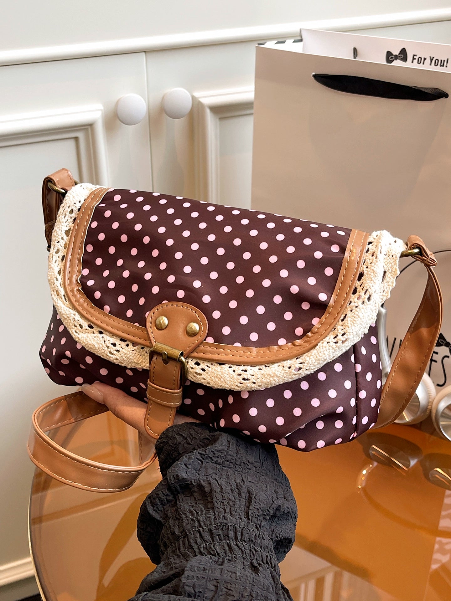Retro Polka Dot Vintage Crossbody Bag