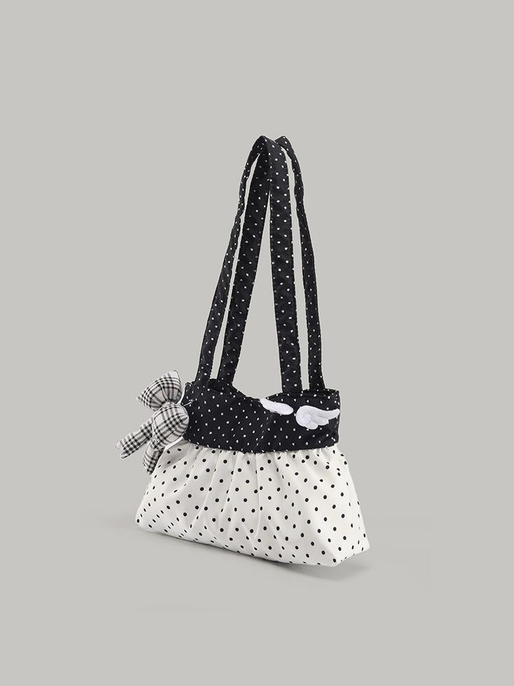 Retro Polka Dot Bow-Wing Shoulder Bag