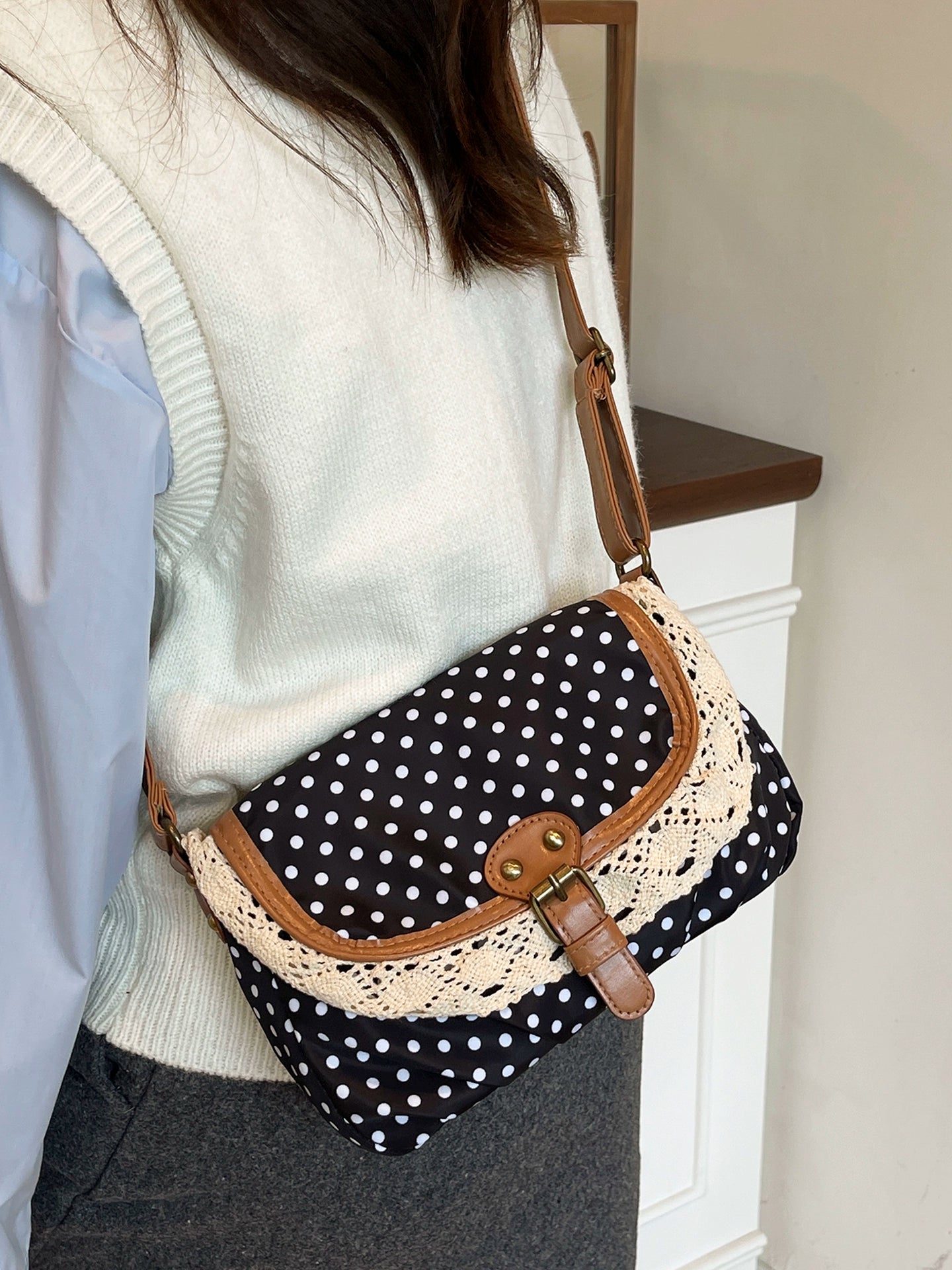 Retro Polka Dot Vintage Crossbody Bag