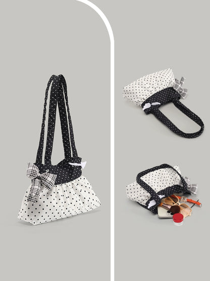 Retro Polka Dot Bow-Wing Shoulder Bag