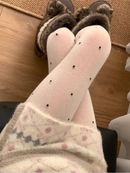 Polka Dot Soft Knit Winter Tights