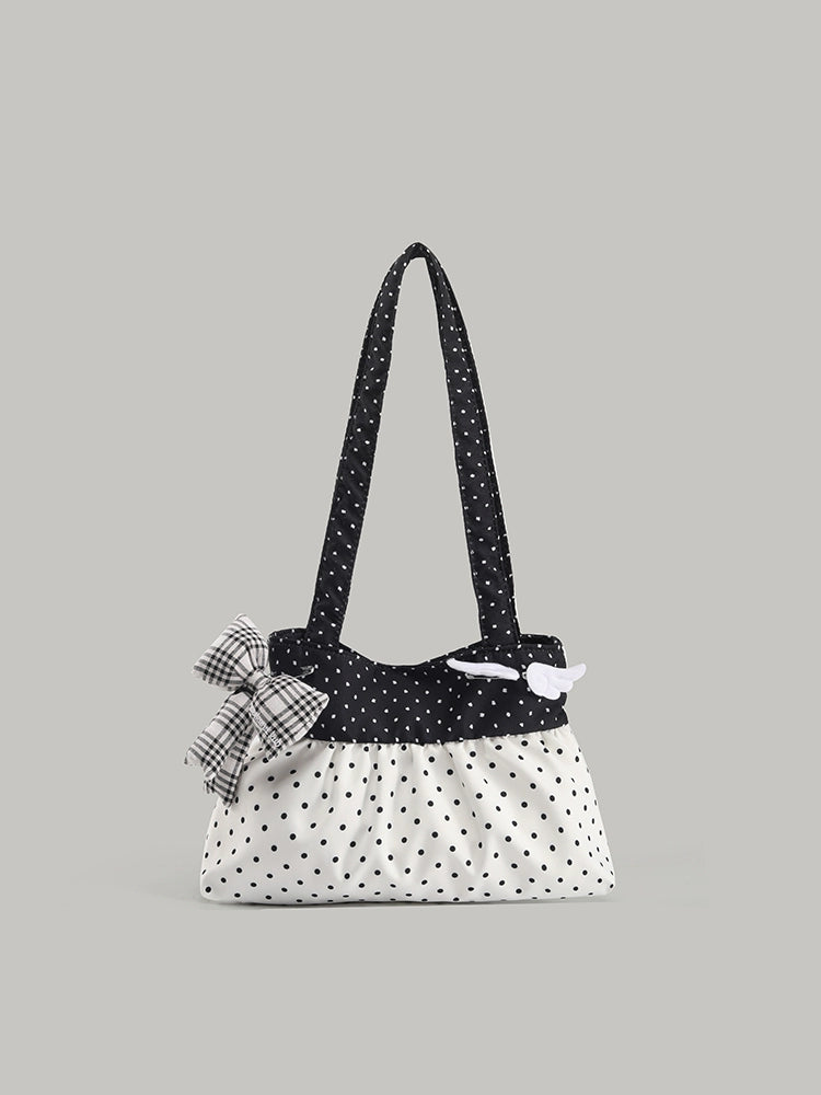 Retro Polka Dot Bow-Wing Shoulder Bag