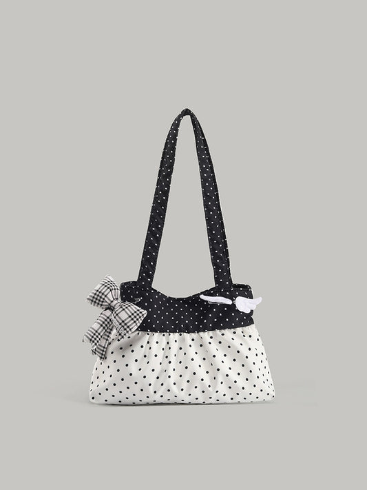 Retro Polka Dot Bow-Wing Shoulder Bag