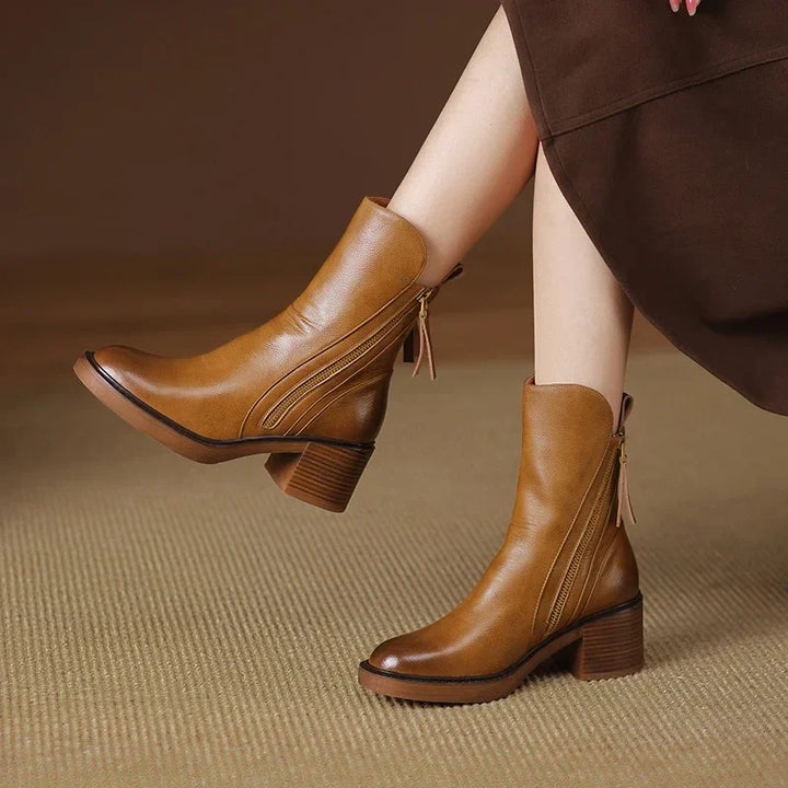 Tresa™ | Elegant Leather Ankle Boots.