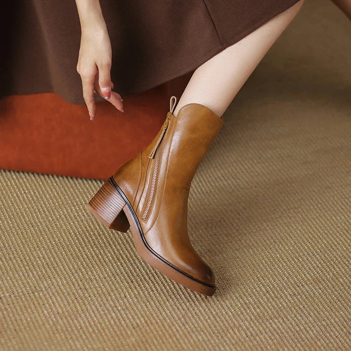 Tresa™ | Elegant Leather Ankle Boots.