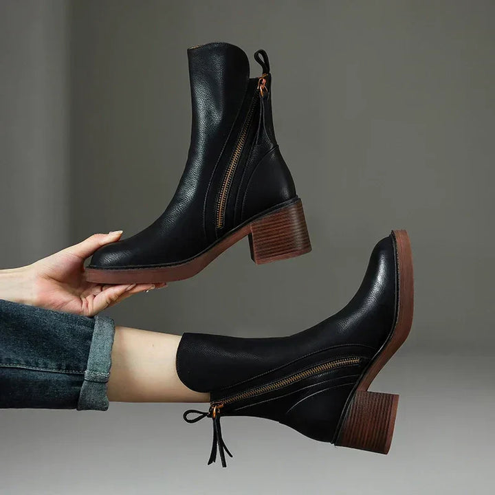 Tresa™ | Elegant Leather Ankle Boots.