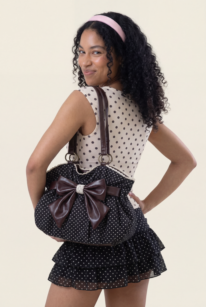 Polka Dot Bow Shoulder Bag