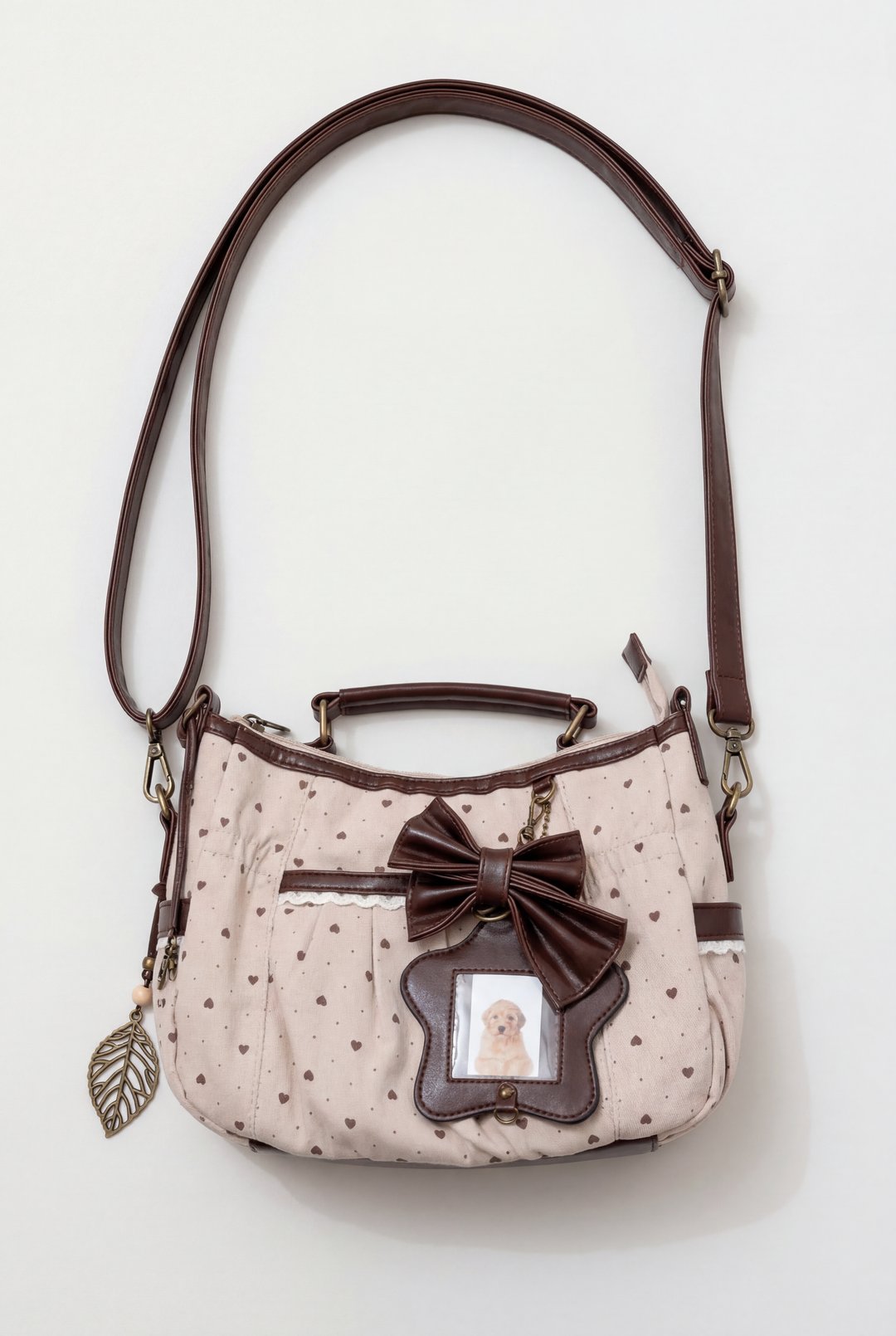Vintage Heart Polka Dot Shoulder Bag